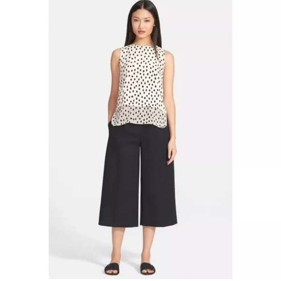 Kate Spade‎ Rambling Roses Black Stretch Twill Culotte size 12 New with Tags - Picture 1 of 9